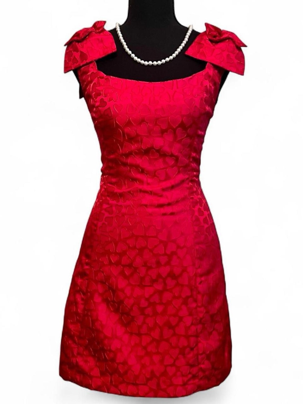 Red Bow-Shoulder Fit & Flare Dress - Lush